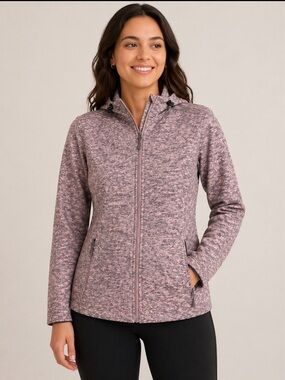 Free Country Heathered Mauve Full-Zip Hooded Utility Jacket